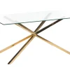 Esstisch Glas Transparent / Gold 160 X 90 Cm Cora