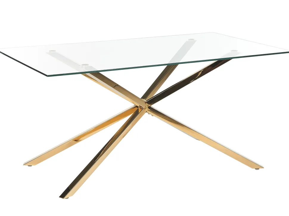 Esstisch Glas Transparent / Gold 160 X 90 Cm Cora