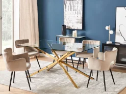 Esstisch Glas Transparent / Gold 160 X 90 Cm Cora
