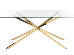 Esstisch Glas Transparent / Gold 160 X 90 Cm Cora