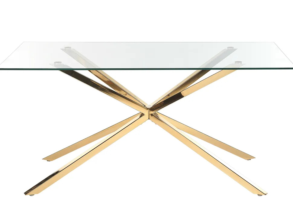 Esstisch Glas Transparent / Gold 160 X 90 Cm Cora