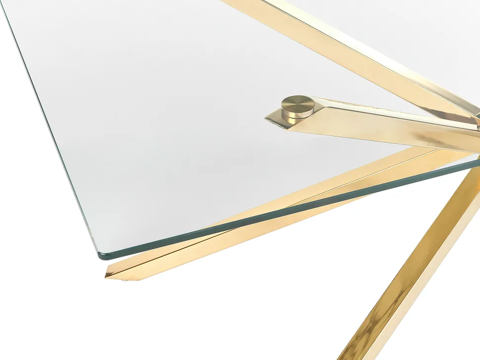 Esstisch Glas Transparent / Gold 160 X 90 Cm Cora