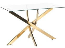 Esstisch Glas Transparent / Gold 120 X 70 Cm Maramo