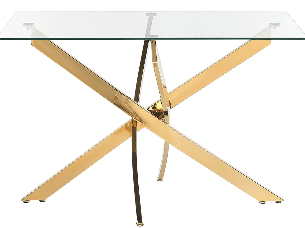 Esstisch Glas Transparent / Gold 120 X 70 Cm Maramo