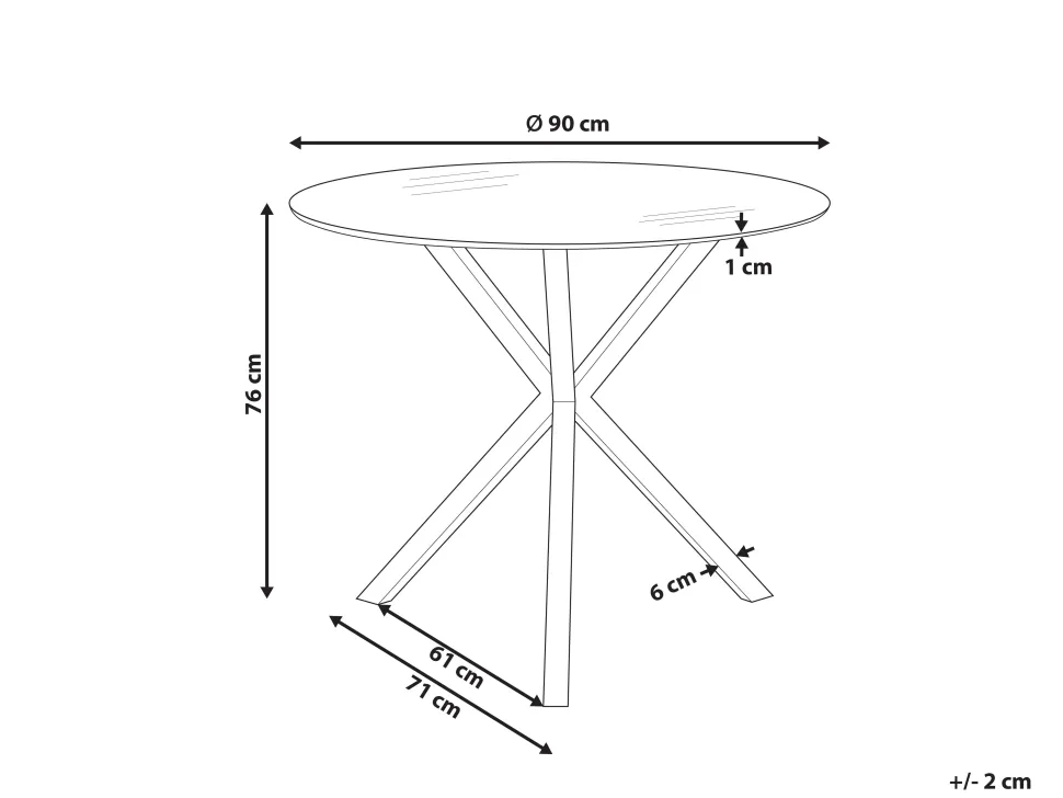 Esstisch Glas Transparent / Gold 90 Cm Savoni