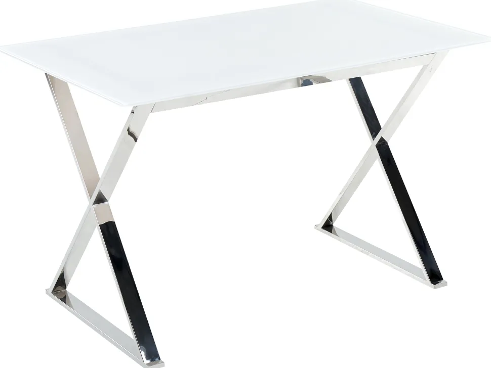Esstisch Glasplatte Weis Und Silber 120 X 70 Cm Attica