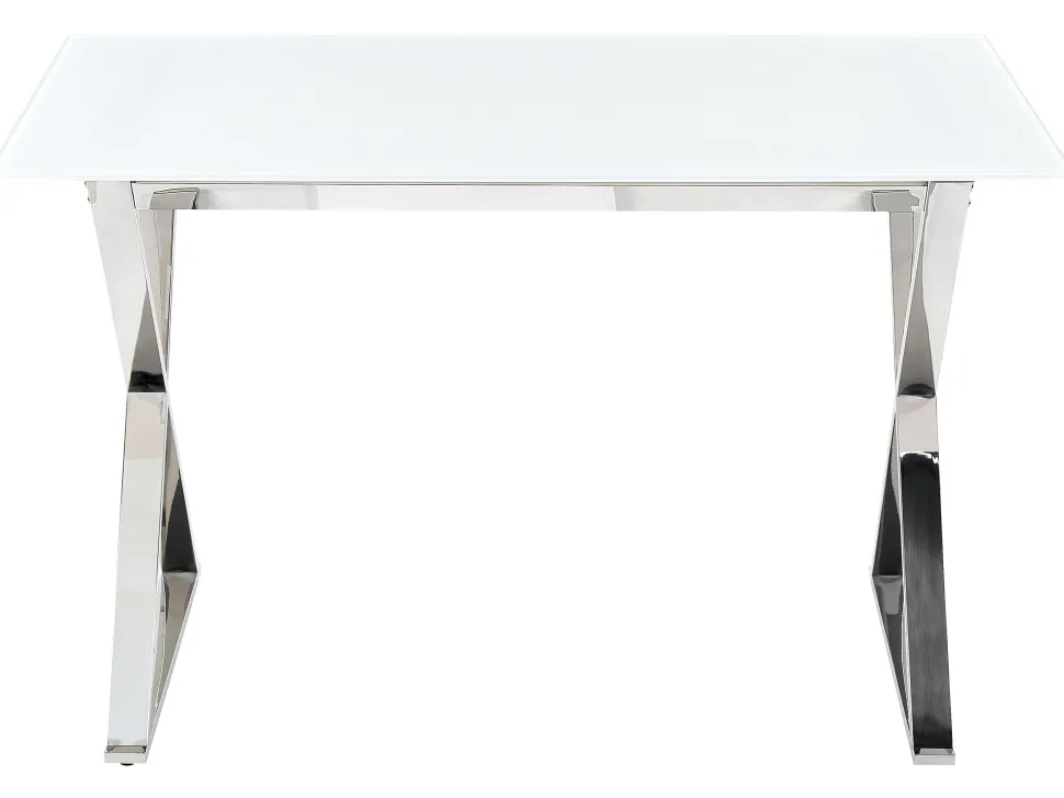 Esstisch Glasplatte Weis Und Silber 120 X 70 Cm Attica