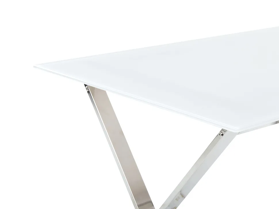Esstisch Glasplatte Weis Und Silber 120 X 70 Cm Attica