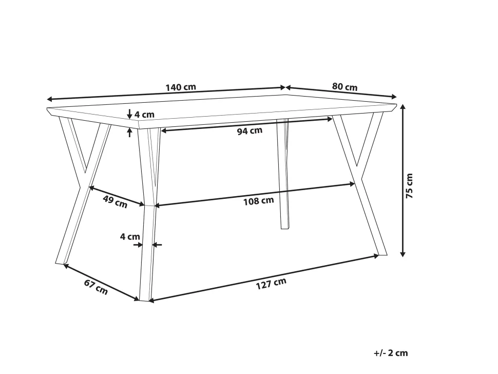 Esstisch Heller Holzfarbton / Schwarz 140 X 80 Cm Bravo