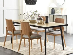 Esstisch Heller Holzfarbton / Schwarz 180 X 90 Cm Ivorie