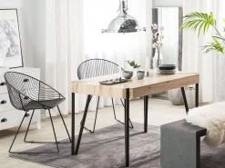 Esstisch Heller Holzfarbton / Schwarz 130 X 80 Cm Cambell