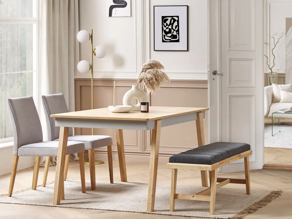 Esstisch Heller Holzfarbton / Grau 150 X 90 Cm Phola