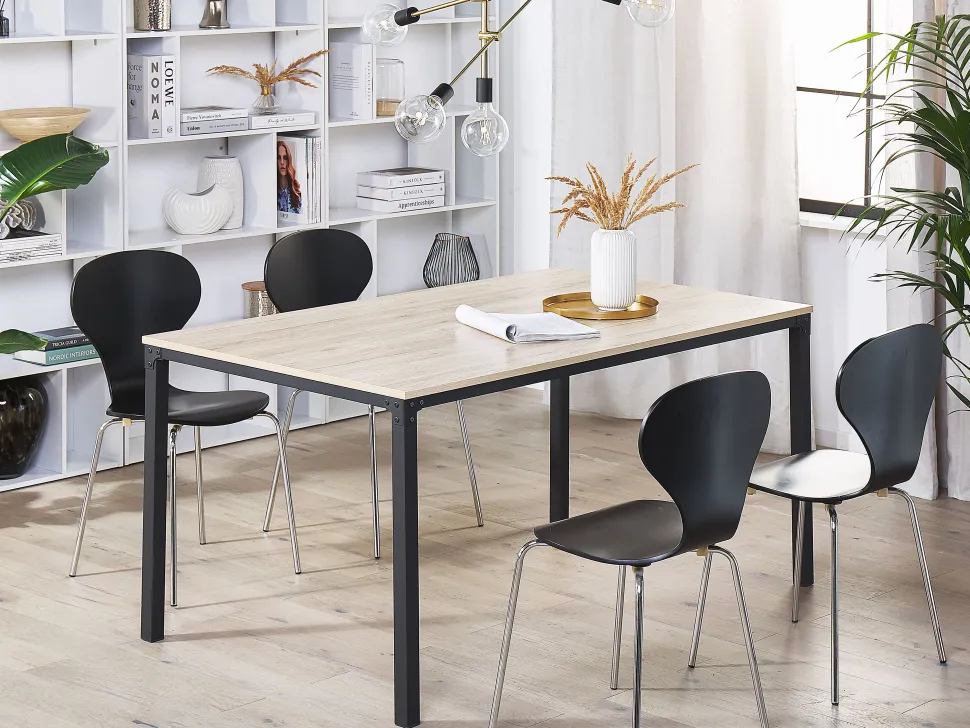 Esstisch Heller Holzfarbton / Schwarz 150 X 90 Cm Hockley