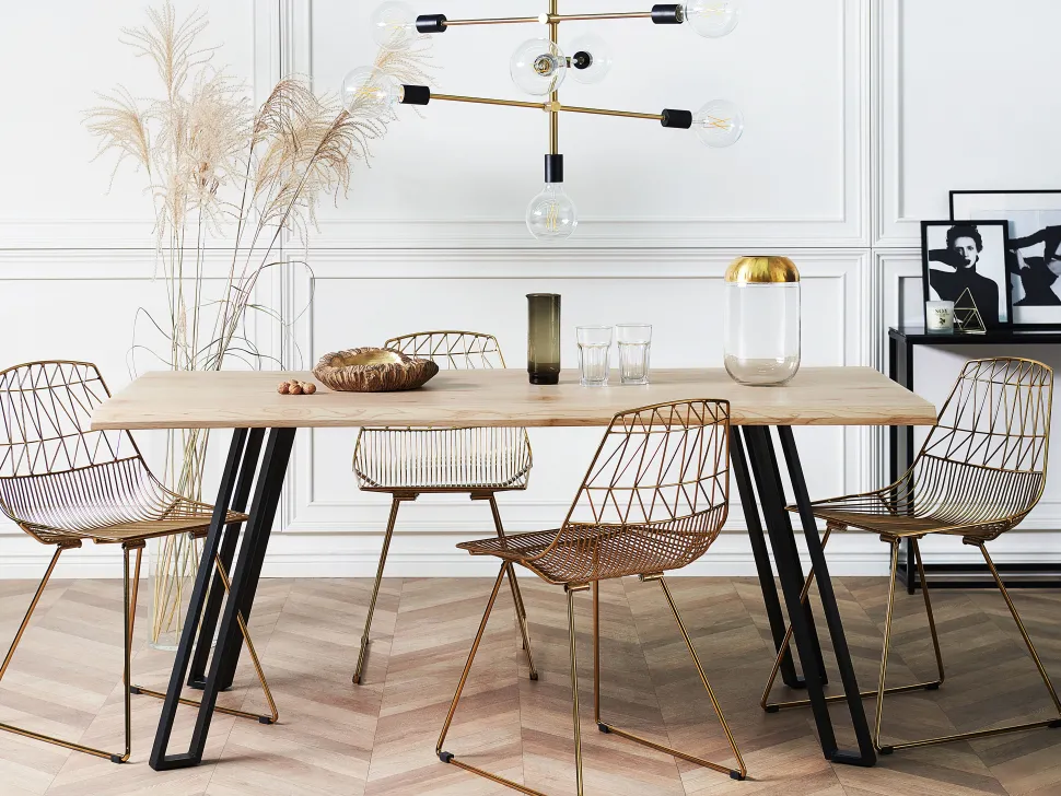 Esstisch Heller Holzfarbton / Schwarz 180 X 90 Cm Graham