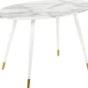 Esstisch Marmor Optik Weis / Gold Oval 120 X 70 Cm Gutiere