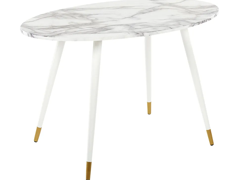 Esstisch Marmor Optik Weis / Gold Oval 120 X 70 Cm Gutiere