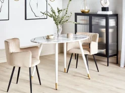 Esstisch Marmor Optik Weis / Gold Oval 120 X 70 Cm Gutiere