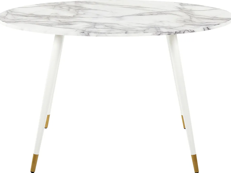 Esstisch Marmor Optik Weis / Gold Oval 120 X 70 Cm Gutiere