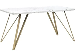Esstisch Marmor Optik Weis / Gold 150 X 80 Cm Molden