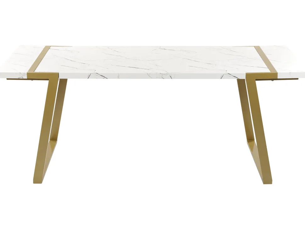 Esstisch Marmor Optik Weis / Gold 200 X 90 Cm Martynika