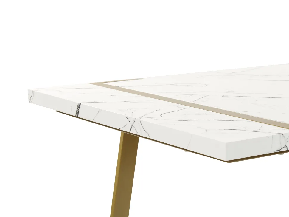 Esstisch Marmor Optik Weis / Gold 200 X 90 Cm Martynika