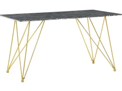 Esstisch Marmoroptik Schwarz / Gold 140 X 80 Cm Kenton