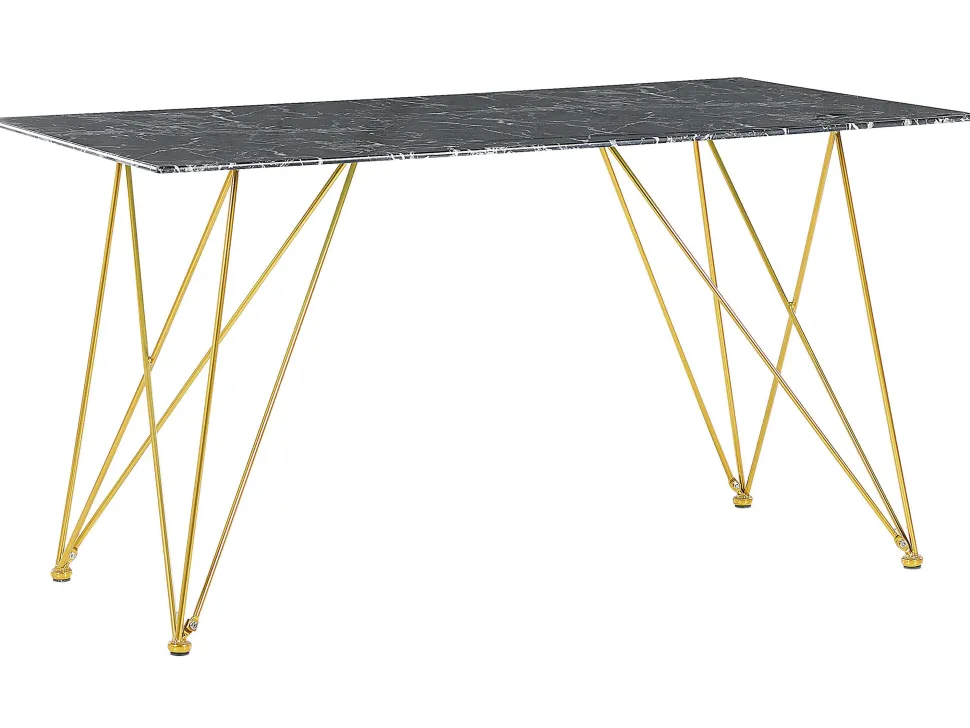 Esstisch Marmoroptik Schwarz / Gold 140 X 80 Cm Kenton