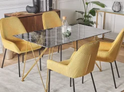 Esstisch Marmoroptik Schwarz / Gold 140 X 80 Cm Kenton