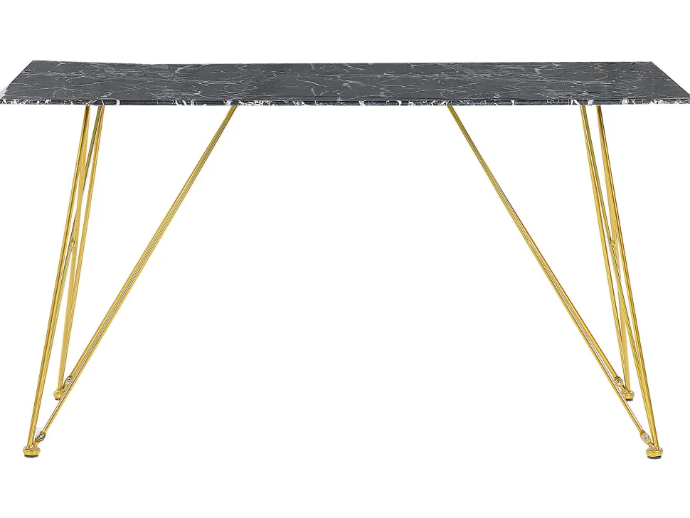 Esstisch Marmoroptik Schwarz / Gold 140 X 80 Cm Kenton
