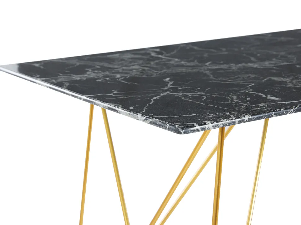 Esstisch Marmoroptik Schwarz / Gold 140 X 80 Cm Kenton