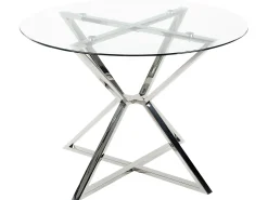Esstisch Mit Glasplatte Silber Rund 105 Cm Bosco