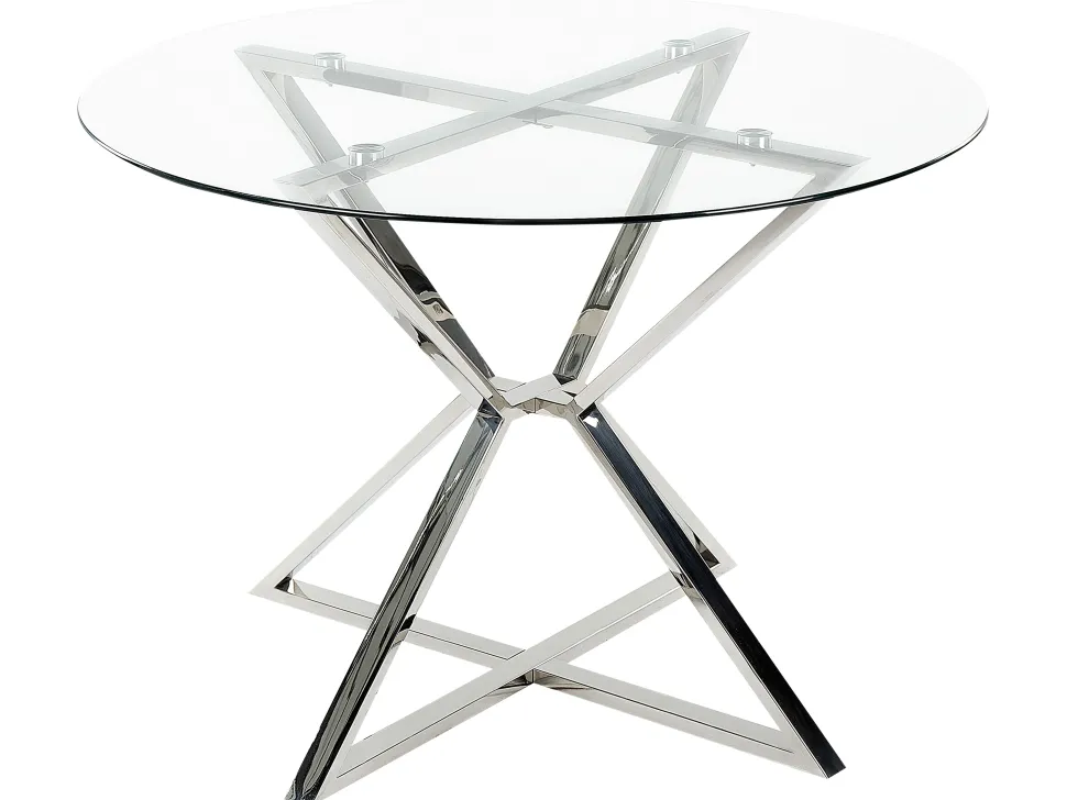 Esstisch Mit Glasplatte Silber Rund 105 Cm Bosco