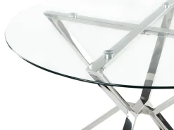 Esstisch Mit Glasplatte Silber Rund 105 Cm Bosco