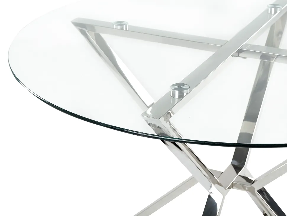 Esstisch Mit Glasplatte Silber Rund 105 Cm Bosco