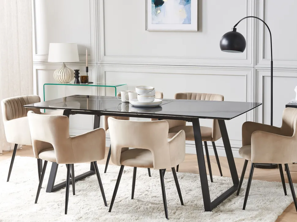 Esstisch Schwarz 150 / 180 X 90 Cm Ausziehbar Touran