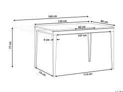 Esstisch Schwarz 120/160 X 80 Cm Ausziehbar Norley
