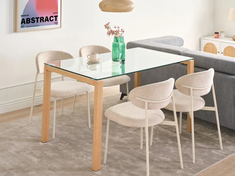 Esstisch Sicherheitsglas / Heller Holzfarbton 130 X 80 Cm Tavira