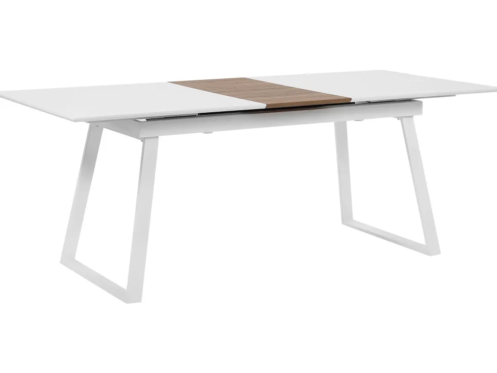 Esstisch Weis / Dunkler Holzfarbton Ausziehbar 160 / 200 X 90 Cm Kaluna