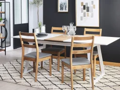 Esstisch Weis / Dunkler Holzfarbton Ausziehbar 160 / 200 X 90 Cm Kaluna