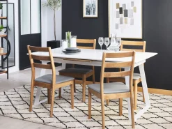 Esstisch Weis / Dunkler Holzfarbton Ausziehbar 160 / 200 X 90 Cm Kaluna