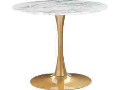 Esstisch Weis / Gold Marmor Optik 90 Cm Boca