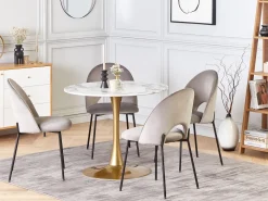 Esstisch Weis / Gold Marmor Optik 90 Cm Boca