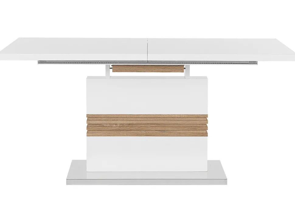Esstisch Weis / Heller Holzfarbton 160/200 X 90 Cm Ausziehbar Santana