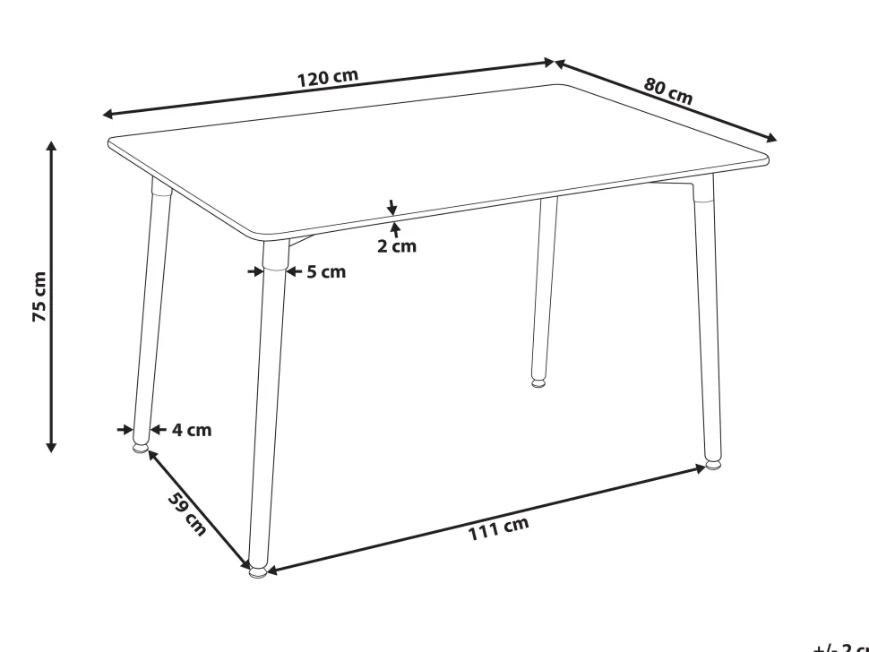 Esstisch Weis / Heller Holzfarbton 120 X 80 Cm Newfield