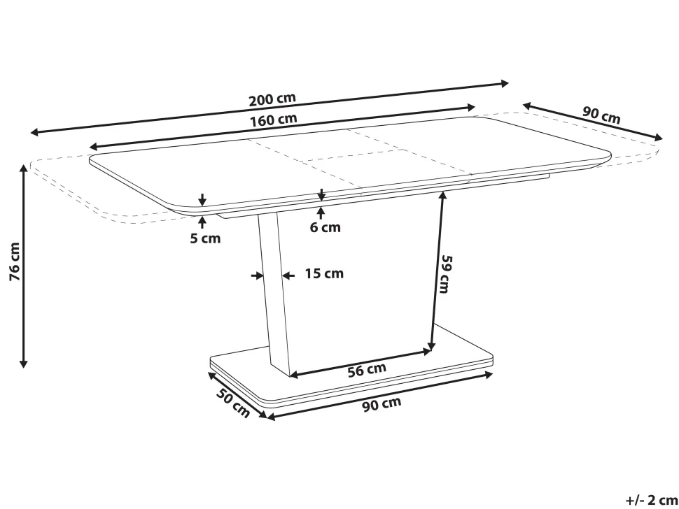 Esstisch Weis 160/200 X 90 Cm Ausziehbar Sunds