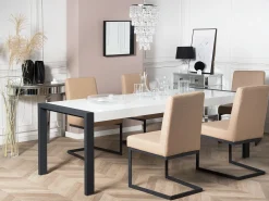 Esstisch Weis 220 X 90 Cm Schwarzes Gestell Arctic I