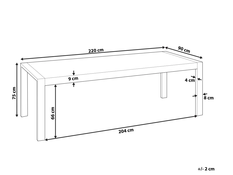 Esstisch Weis 220 X 90 Cm Schwarzes Gestell Arctic I
