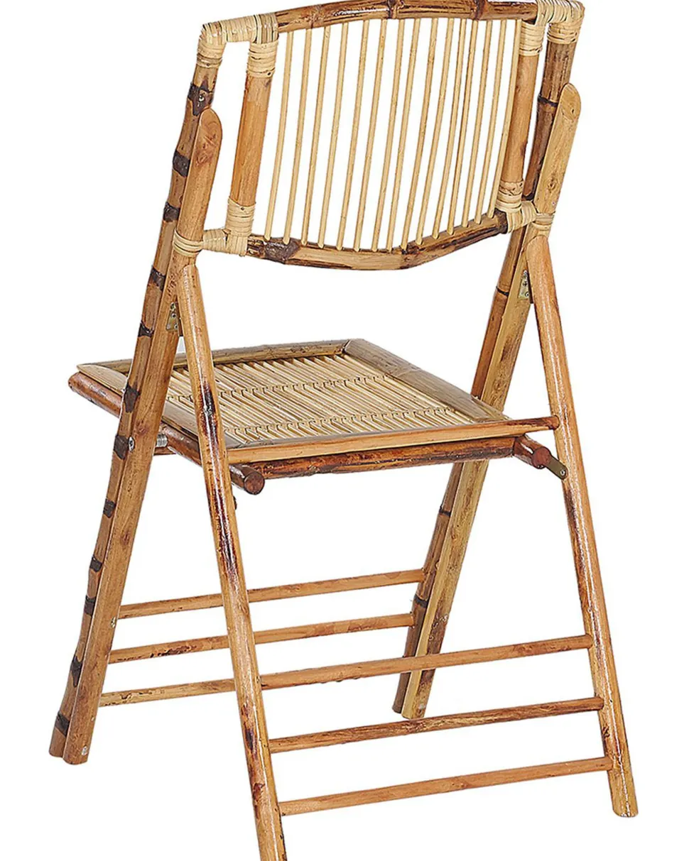Esszimmerstuhl Bambusholz / Rattan Braun 4Er Set Klappbar Trentor