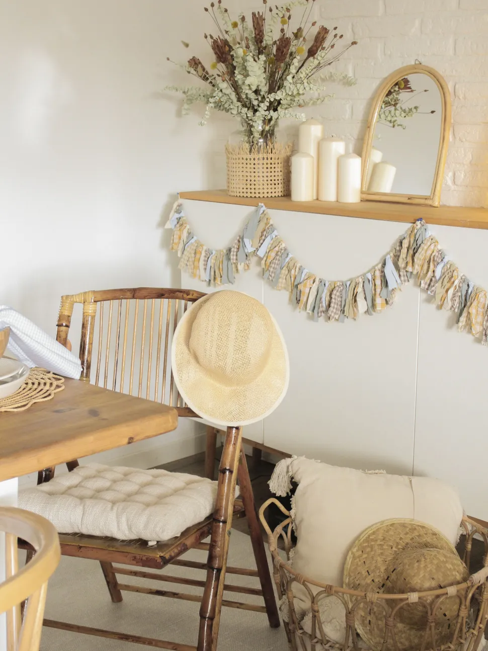 Esszimmerstuhl Bambusholz / Rattan Braun 4Er Set Klappbar Trentor