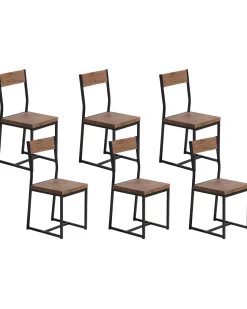Esszimmerstuhl Dunkler Holzfarbton 6Er Set Laredo